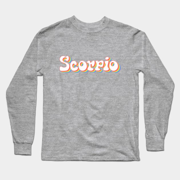Retro Rainbow Scorpio Long Sleeve T-Shirt by Scarlett Blue
